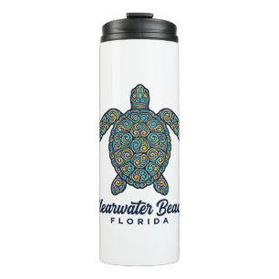 Clearwater Beach Florida Sea Turtle Vector Design_ Thermal Tumbler