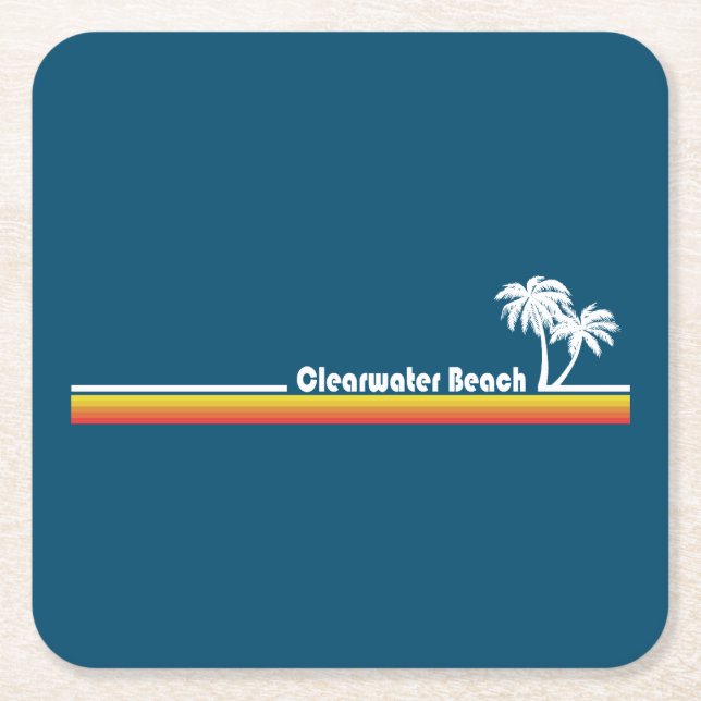 Clearwater Beach Florida Square Paper Coaster (Front)
