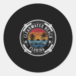 Clearwater Beach Florida Summer Vacation Vintage S Classic Round Sticker