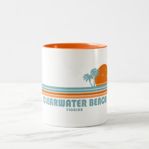 Clearwater Beach Florida Sun Palm Trees Two-Tone Coffee Mug