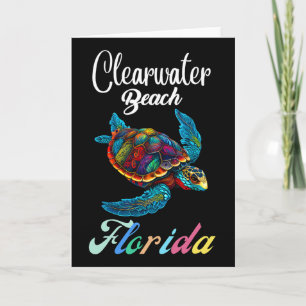 Clearwater Beach Florida Tie Dye Sea Turtle Family Card
