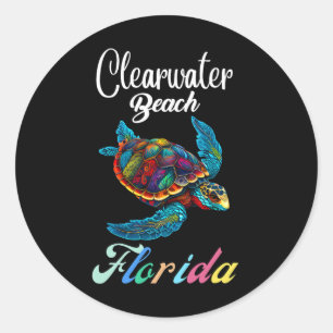 Clearwater Beach Florida Tie Dye Sea Turtle Family Classic Round Sticker