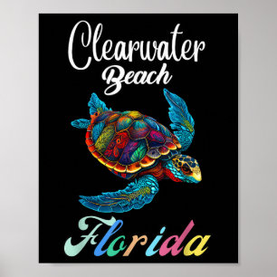 Clearwater Beach Florida Tie Dye Sea Turtle Family Poster