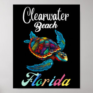 Clearwater Beach Florida Tie Dye Sea Turtle Family Poster