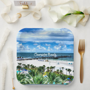 Clearwater Beach, Florida, vacation destination Paper Plate