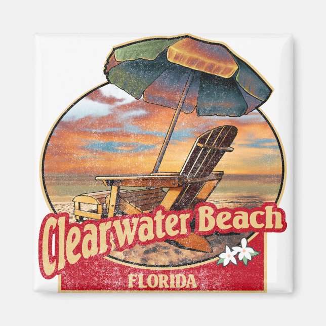 Clearwater Beach Florida Vintage Beach Magnet (Front)