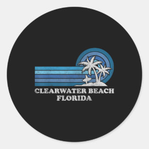 Clearwater Beach Florida Vintage Family Summer Vac Classic Round Sticker