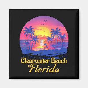 Clearwater Beach Florida Vintage Palm Tree Summer Magnet