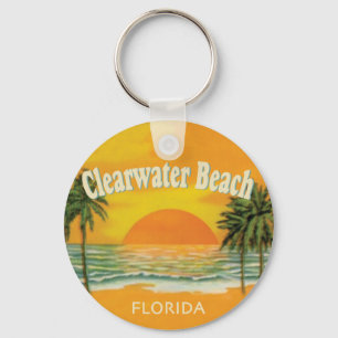 Clearwater Beach, Florida vintage sunset Key Ring