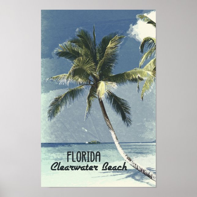 Clearwater Beach Florida Vintage Travel Poster Art (Front)