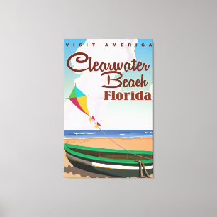 Clearwater Beach, Florida vintage travel poster Canvas Print