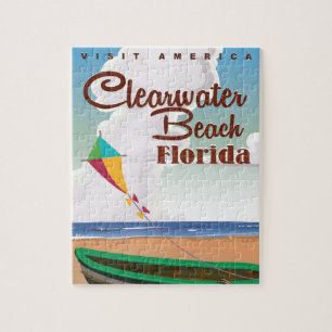 Clearwater Beach, Florida vintage travel poster Jigsaw Puzzle