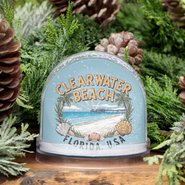 Clearwater Beach Retro Vignette Snowglobe (Winter)