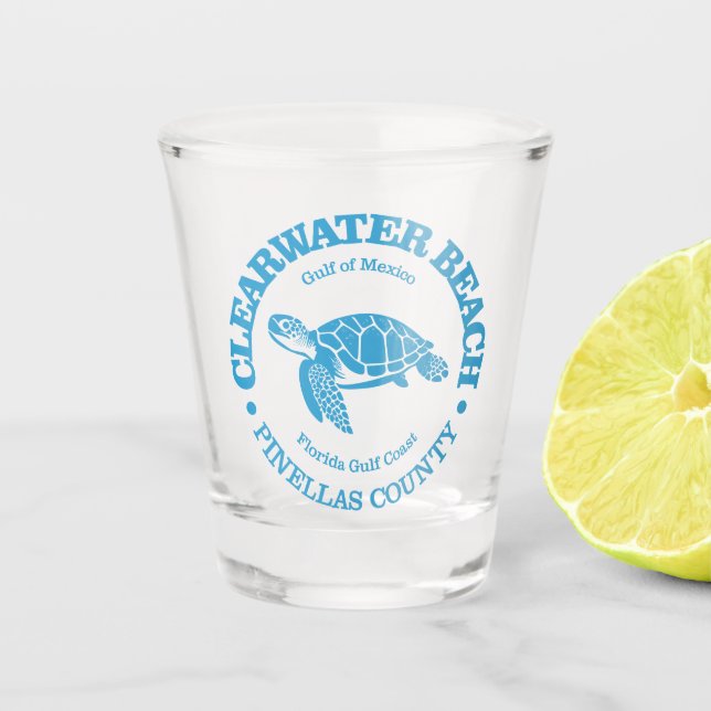Clearwater Beach (sea turtle) Shot Glass (Front)