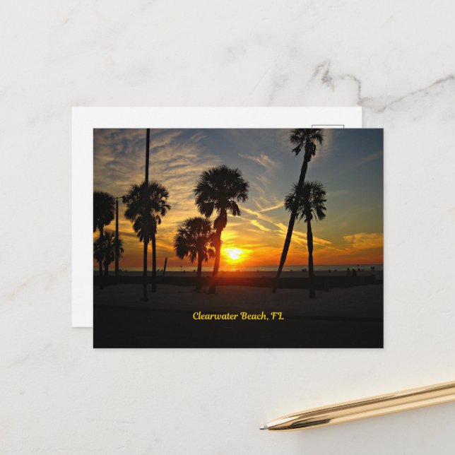 Clearwater Beach Sunset Postcard (Front/Back In Situ)