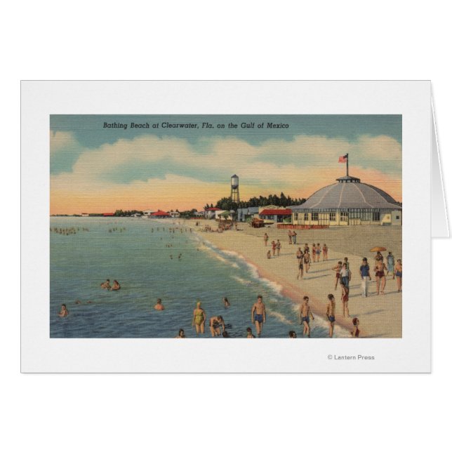 Clearwater, FL - Swimmers & Sunbathers on Beach (Front Horizontal)