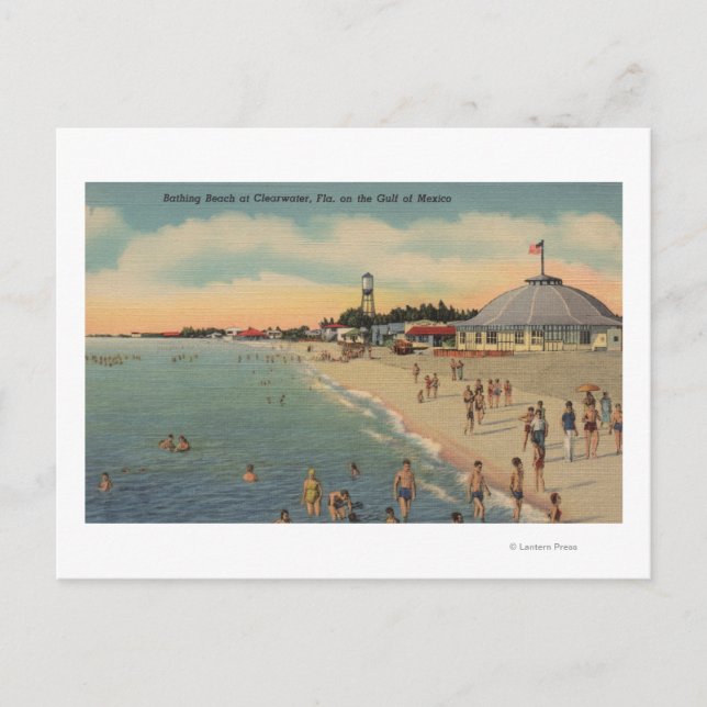 Clearwater, FL - Swimmers & Sunbathers on Beach Postcard (Front)