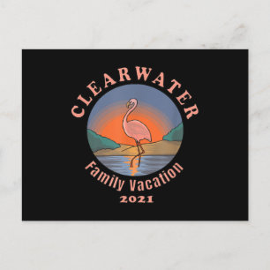 Clearwater Flamingo Vacation 2021 Funny Flamingo Announcement Postcard
