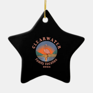 Clearwater Flamingo Vacation 2021   Funny Flamingo Ceramic Tree Decoration