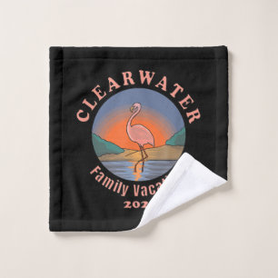 Clearwater Flamingo Vacation 2021 Funny Flamingo Wash Cloth