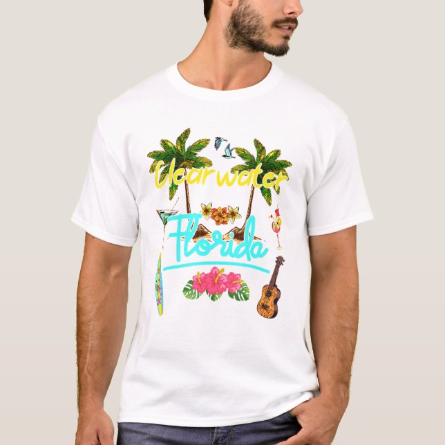 Clearwater Florida Beach Summer Palm Surf Sun Set  T-Shirt (Front)