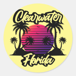 Clearwater Florida Classic Round Sticker