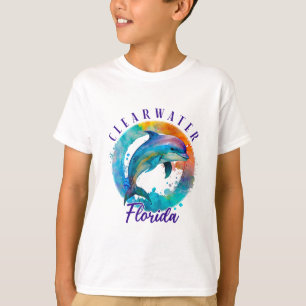 Clearwater Florida Happy Watercolor Dolphin T-Shirt