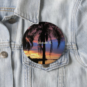 Clearwater, Florida landscape, palm trees, 10 Cm Round Badge