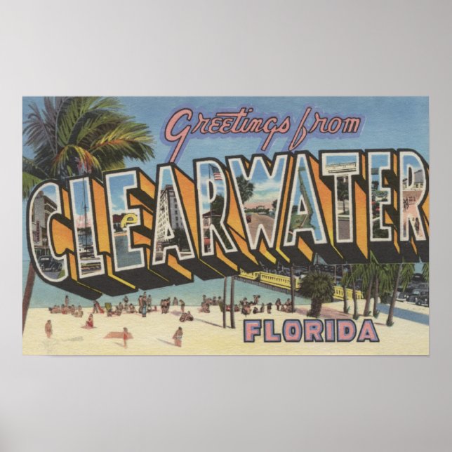 Clearwater, Florida - Large Letter Scenes 2 Poster (Front)