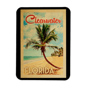 Clearwater Florida Magnet Palm Tree Beach Vintage
