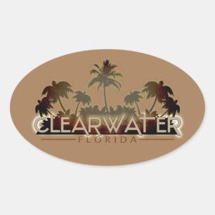 Clearwater Florida palm trees oval sticker