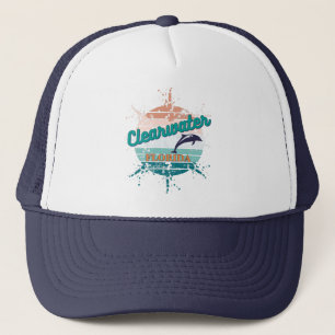 Clearwater Florida Retro Exploding Sunset  Trucker Hat