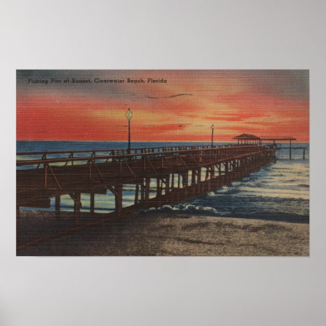 Clearwater, Florida - Sunset View of Fishing Pie Poster (Front)