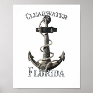 Clearwater Florida Vacation Nautical Anchor Poster