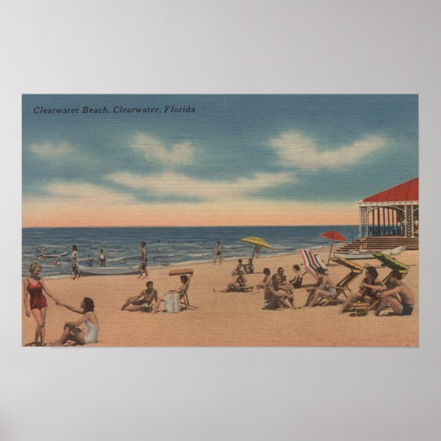Clearwater, Florida - View of Clearwater Beach Poster (Front)