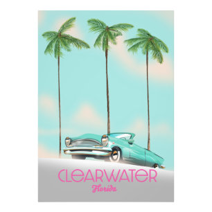 Clearwater Florida vintage style travel poster