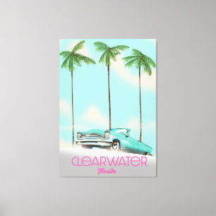 Clearwater Florida vintage style travel poster Canvas Print