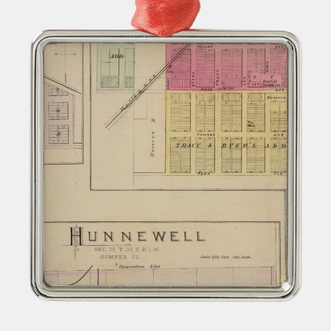 Clearwater, Hunnewell, Danville and Corbin, Kansas Metal Tree Decoration (Front)