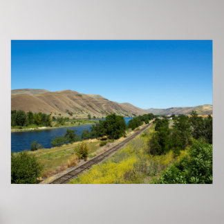 Clearwater River and BG&CM Railroad Tracks, Idaho Poster