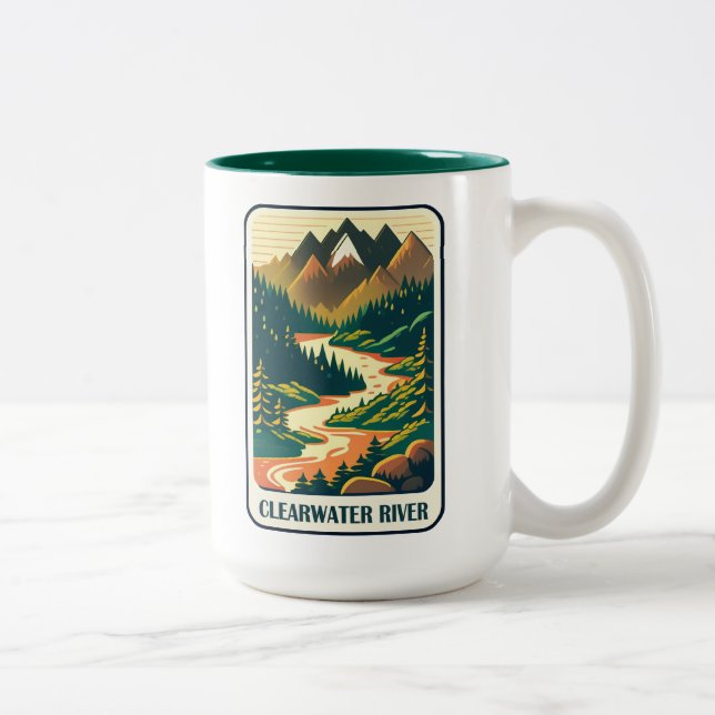Clearwater River Idaho Colours Two-Tone Coffee Mug (Right)