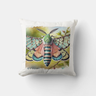 Clearwing Moth 290824IREF232 - Watercolor Cushion