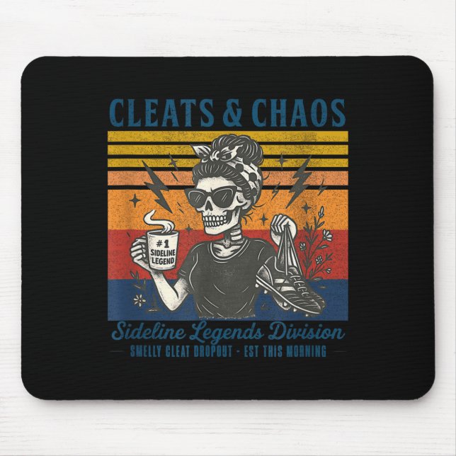 Cleats &amp; chaos skeleton soccer mum funny mouse mat (Front)