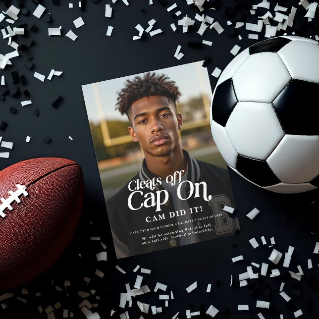 Cleats off Cap On Athlete Graduation Announcement (Athlete Graduation Announcement)