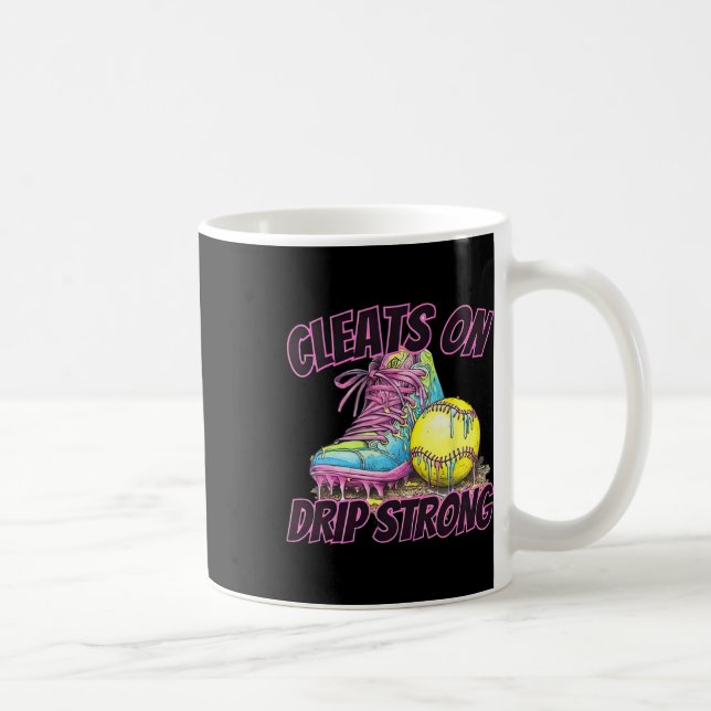 Cleats On Drip Strong Softll Drip Softll Mom Retro Coffee Mug (Right)