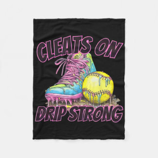 Cleats On Drip Strong Softll Drip Softll Mom Retro Fleece Blanket