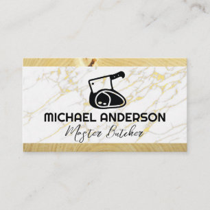 Cleaver and Meat   Marble and Wood Business Card