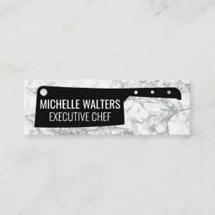 Cleaver Knife   Marble Background Mini Business Card