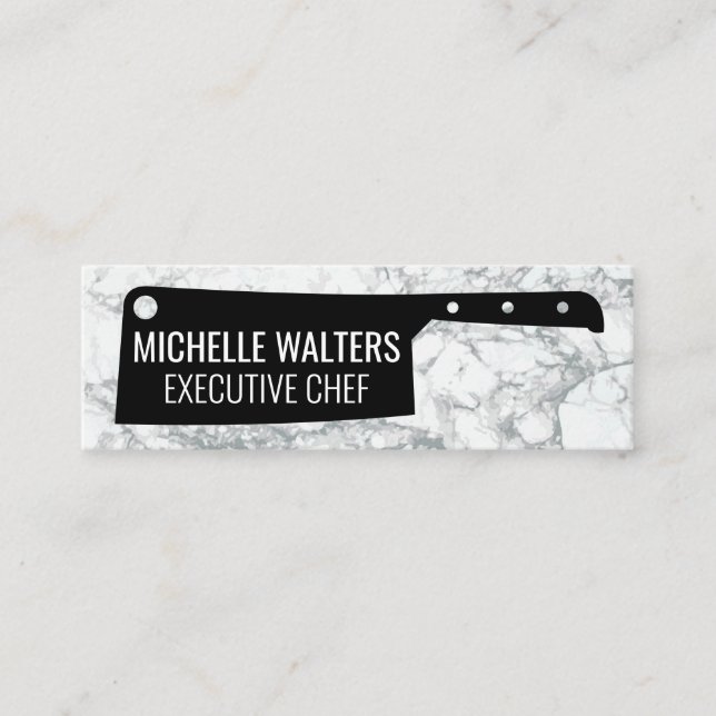 Cleaver Knife | Marble Background Mini Business Card (Front)
