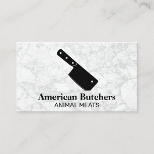 Cleaver Knife   White Marble Background Business Card