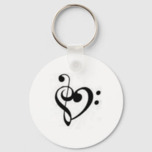 clef heart key ring